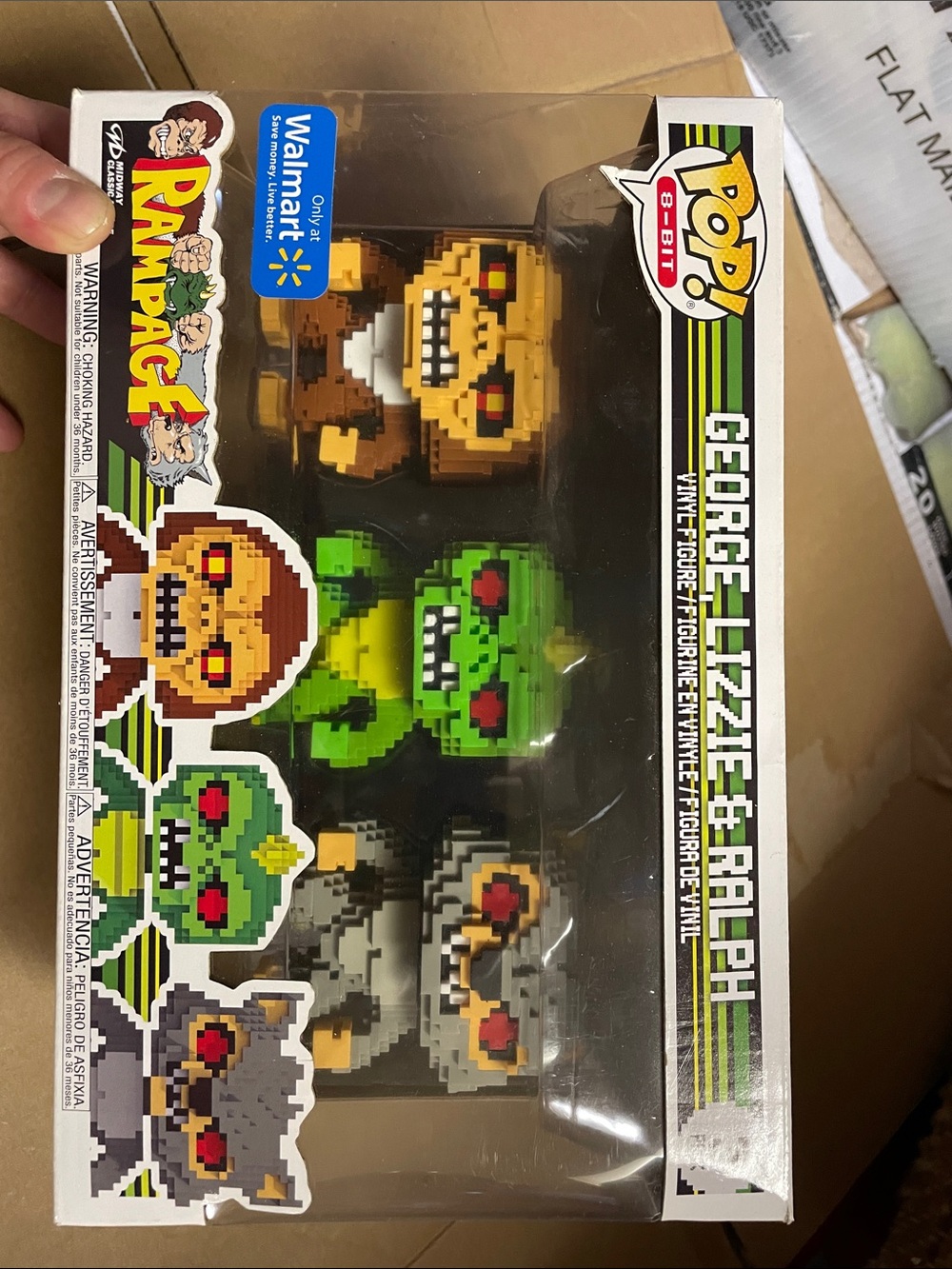 pop 8-Bit Rampage George, Lizzie & Ralph Vinyl 3-Pack - Brown/Green/Gray